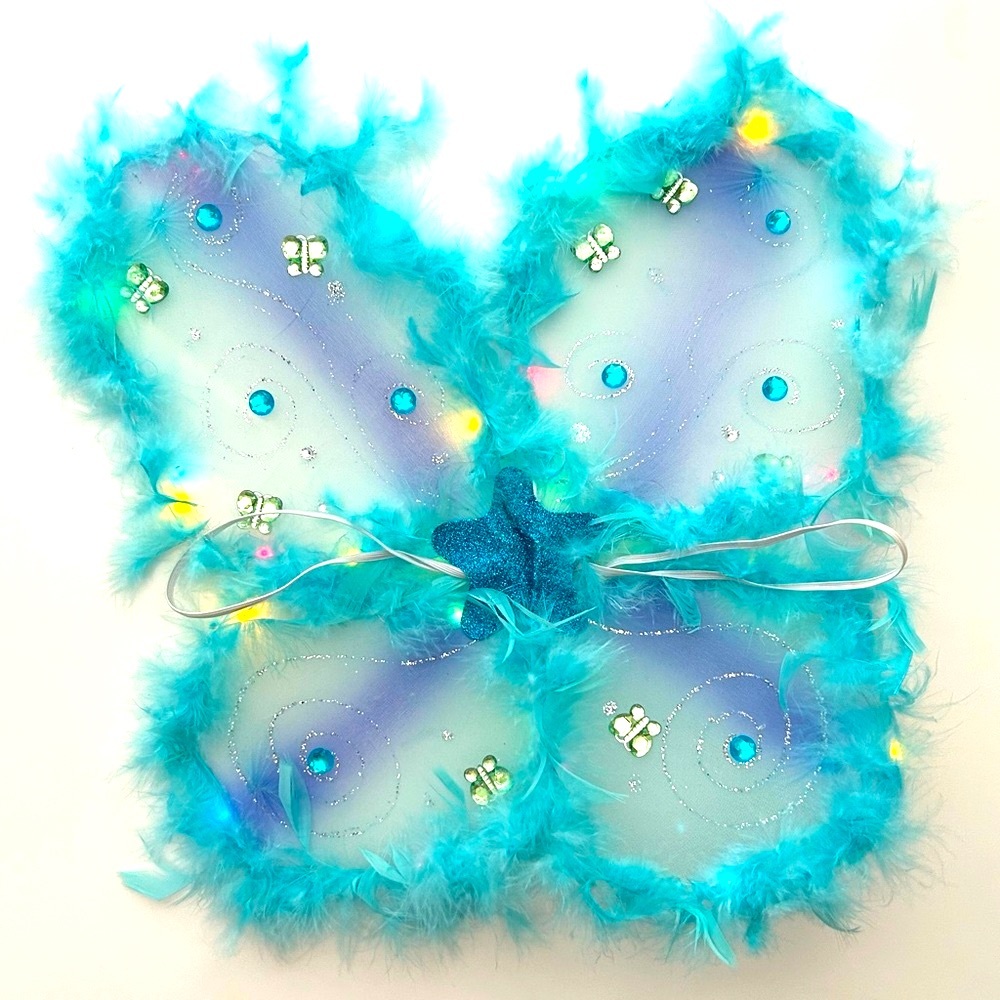 Costume Blue Fairy Butterfly Birthday Halloween Angel Wings w/Lights